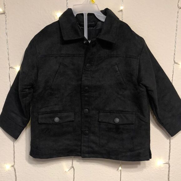 NWOT Kenneth Cole Toddler 2T Black Faux Snap Up Lined Jacket - Picture 1 of 6